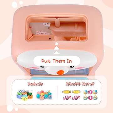 Bunny Claw Machine for Kids Toys for Girls with Mini Plush Toys Adjustable Sounds and Music Handheld Games Party Birthday Easter Toys Gifts for Girls