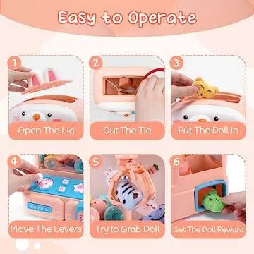 Bunny Claw Machine for Kids Toys for Girls with Mini Plush Toys Adjustable Sounds and Music Handheld Games Party Birthday Easter Toys Gifts for Girls