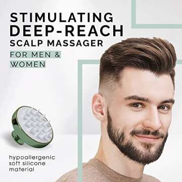 Scalp Energizer, Stimulating Scalp Massager, Deep-Reach Hair Follicle Energizer, Easy-Grip Hypoaller...
