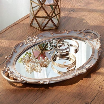 Zosenley Decorative Mirror Tray - Makeup & Jewelry Organizer