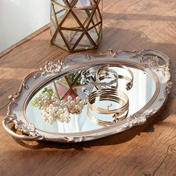 Zosenley Decorative Mirror Tray - Makeup & Jewelry Organizer