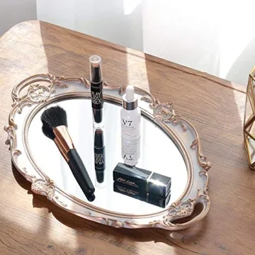 Zosenley Decorative Mirror Tray - Makeup & Jewelry Organizer