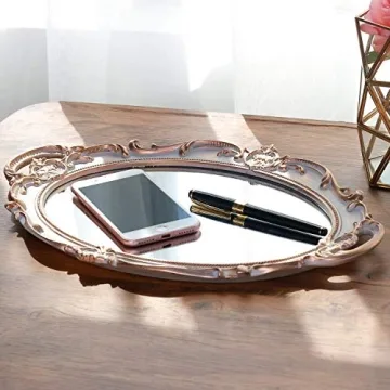 Zosenley Decorative Mirror Tray - Makeup & Jewelry Organizer