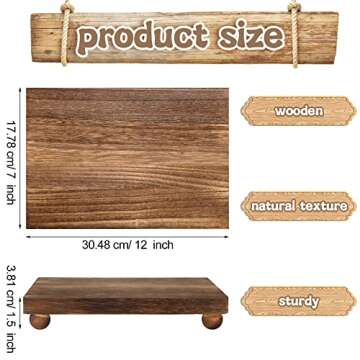 Amyhill Wood Pedestal Stand Kitchen Soap Tray Farmhouse Wooden Riser Stand for Kitchen Bathroom Counter Table Decor Plant Candle Vases Display (Dark Brown, 12 x 7 inch)