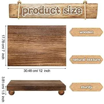 Amyhill Wood Pedestal Stand Kitchen Soap Tray Farmhouse Wooden Riser Stand for Kitchen Bathroom Counter Table Decor Plant Candle Vases Display (Dark Brown, 12 x 7 inch)