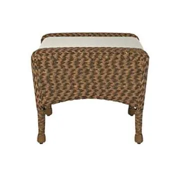 W Unlimited Rustic Collection Outdoor Furniture Light Brown Rattan Wicker Garden Patio Furniture Bistro Set, Lounger Deep Seating Sectional Cushions (Ottoman)