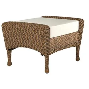 W Unlimited Rustic Collection Outdoor Furniture Light Brown Rattan Wicker Garden Patio Furniture Bistro Set, Lounger Deep Seating Sectional Cushions (Ottoman)