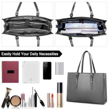 Laptop Bag for Women 15.6 Inch Laptop Tote Bag Leather Classy Computer Briefcase for Work Waterproof...