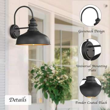 Bestshared Farmhouse Barn Light,Outdoor Wall Sconce Farmhouse Exterior Wall Mount Light Vintage Wall Lighting Fixture Industrial Black Wall Lantern for Porch, Entryway, Garage