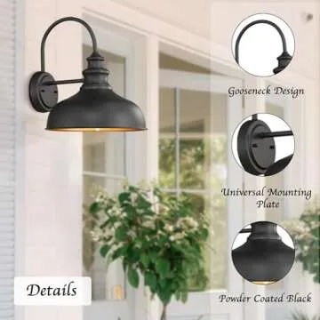 Bestshared Farmhouse Barn Light,Outdoor Wall Sconce Farmhouse Exterior Wall Mount Light Vintage Wall Lighting Fixture Industrial Black Wall Lantern for Porch, Entryway, Garage