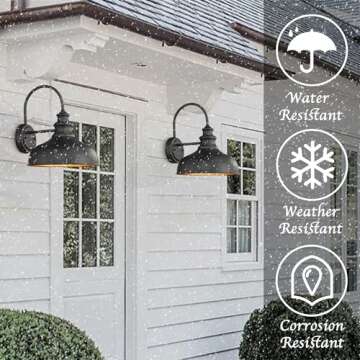 Bestshared Farmhouse Barn Light,Outdoor Wall Sconce Farmhouse Exterior Wall Mount Light Vintage Wall Lighting Fixture Industrial Black Wall Lantern for Porch, Entryway, Garage