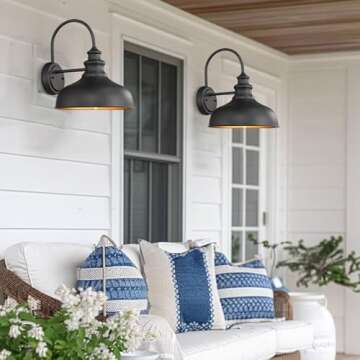 Bestshared Farmhouse Barn Light,Outdoor Wall Sconce Farmhouse Exterior Wall Mount Light Vintage Wall Lighting Fixture Industrial Black Wall Lantern for Porch, Entryway, Garage