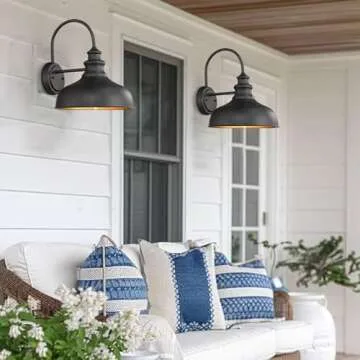 Bestshared Farmhouse Barn Light,Outdoor Wall Sconce Farmhouse Exterior Wall Mount Light Vintage Wall Lighting Fixture Industrial Black Wall Lantern for Porch, Entryway, Garage