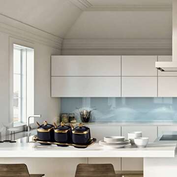 Fvstar Elegant Sugar Bowl Set with Tray and Spoon