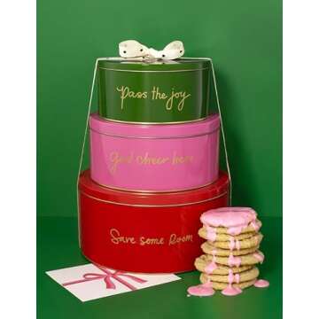 Kate Spade New York Decorative Tins with Lids, 3 Piece Nesting Tins, Small Medium & Large Metal Cook...