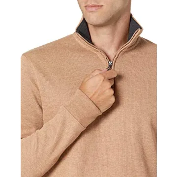 Amazon Essentials Men's Quarter-Zip Sweater in Camel Heather
