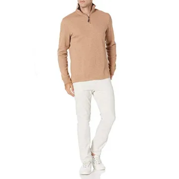 Amazon Essentials Men's Quarter-Zip Sweater in Camel Heather