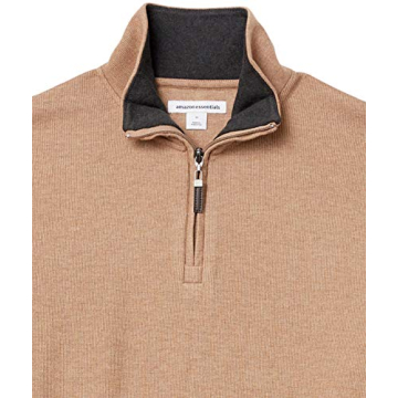 Amazon Essentials Men's Quarter-Zip Sweater in Camel Heather