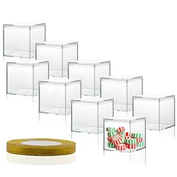 20 Pcs Clear Plastic Square Cube, 2.16x2.16x2.16 Small Plastic Storage Box with Lid Transparent Clea...