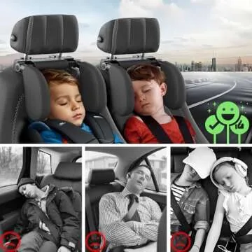 zorunowa Car Headrest Pillow, Thickened Memory Foam Road Pal Headrest, Neck Support Pillow, 180° Adjustable Car Headrest, U- Shaped Design, Travel Car Sleeping,Suitable for Kids and Adults (Black)