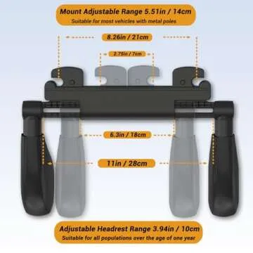 zorunowa Car Headrest Pillow, Thickened Memory Foam Road Pal Headrest, Neck Support Pillow, 180° Adjustable Car Headrest, U- Shaped Design, Travel Car Sleeping,Suitable for Kids and Adults (Black)