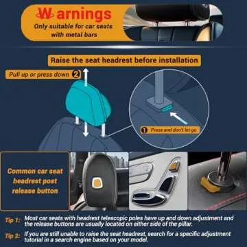 zorunowa Car Headrest Pillow, Thickened Memory Foam Road Pal Headrest, Neck Support Pillow, 180° Adjustable Car Headrest, U- Shaped Design, Travel Car Sleeping,Suitable for Kids and Adults (Black)