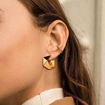 Small Thick Gold Hoop Earrings - 14K Gold Plated Lightweight Chunky Design