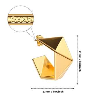 Small Thick Gold Hoop Earrings for Women - 14K Gold Plated