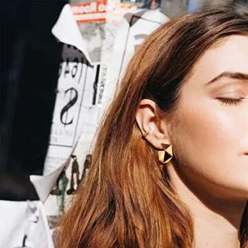 Small Thick Gold Hoop Earrings for Women - 14K Gold Plated