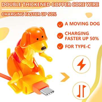 Frienda Dog Charging Cable Dog Smartphone USB Cable USB Data Transmission Mini Valentine's Day Gift for Charging of Mobile Phones, Only Compatible with Type-c(Orange,Cute Style)