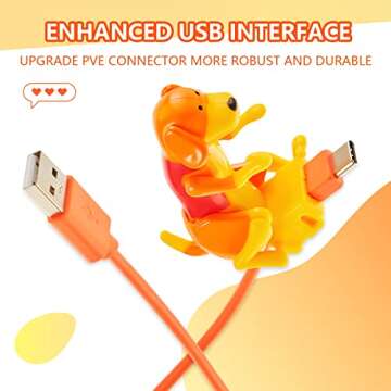 Frienda Dog Charging Cable Dog Smartphone USB Cable USB Data Transmission Mini Valentine's Day Gift for Charging of Mobile Phones, Only Compatible with Type-c(Orange,Cute Style)
