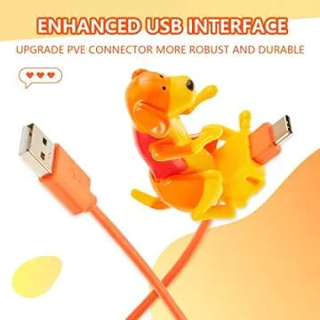 Frienda Dog Charging Cable Dog Smartphone USB Cable USB Data Transmission Mini Valentine's Day Gift for Charging of Mobile Phones, Only Compatible with Type-c(Orange,Cute Style)
