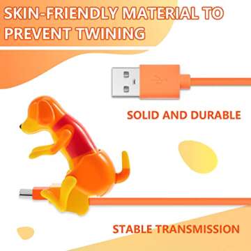 Frienda Dog Charging Cable Dog Smartphone USB Cable USB Data Transmission Mini Valentine's Day Gift for Charging of Mobile Phones, Only Compatible with Type-c(Orange,Cute Style)