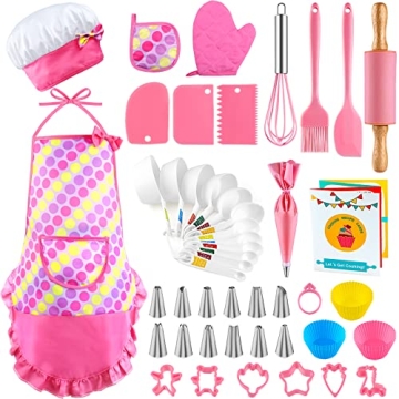 INNOCHEER 54PCS Kids Baking Set - Chef Costume with Real Tools and Recipes