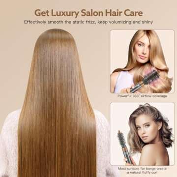 Hair Dryer Brush & 5 in 1 Air Styler, High-Speed Negative Ionic, Fast Drying, Multi Hair Styler with Automatic Air Curling Iron, Volumizer, Straightener, with Travel Carrying Case (Ash Gold)