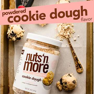 Nuts ‘N More Cookie Dough Peanut Powder - Peanut Protein, Low Carb, Low Sugar, Gluten Free, Non-GMO, All-Natural Keto Snack (9oz Jar)