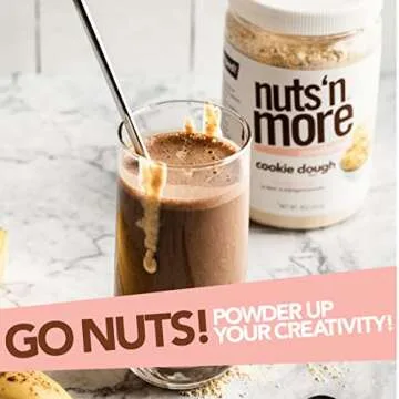 Nuts ‘N More Cookie Dough Peanut Powder - Peanut Protein, Low Carb, Low Sugar, Gluten Free, Non-GMO, All-Natural Keto Snack (9oz Jar)