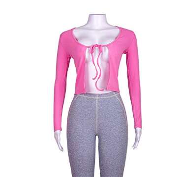 Women Crop Tops Sexy - Stylish Tie Front Long Sleeve Top