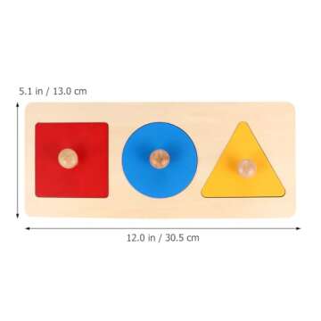 TOYANDONA 1 Pieces Baby Wooden Shape Puzzles,Montessori Wood Knob Puzzle for Toddlers 1-3, Peg Shapes Puzzle Sorter Board for Baby Kids