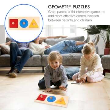 TOYANDONA 1 Pieces Baby Wooden Shape Puzzles,Montessori Wood Knob Puzzle for Toddlers 1-3, Peg Shapes Puzzle Sorter Board for Baby Kids