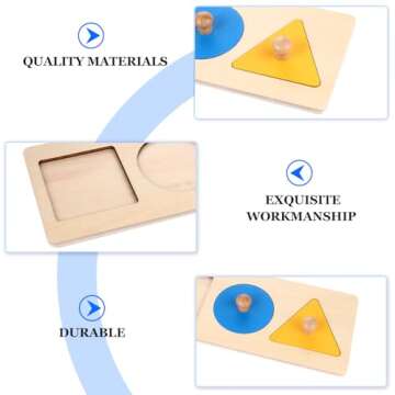 TOYANDONA 1 Pieces Baby Wooden Shape Puzzles,Montessori Wood Knob Puzzle for Toddlers 1-3, Peg Shapes Puzzle Sorter Board for Baby Kids