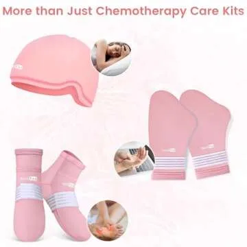 SuzziPad Chemo Care Package for Women & Men, Cooling Gloves and Socks for Neuropathy, Cold Caps for Chemotherapy, Ideal for Discomfort of Head, Hand, Feet, S/M