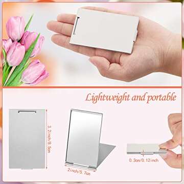 Blulu 2 Pieces Mini Portable Folding Mirrors for Makeup Multiple Uses