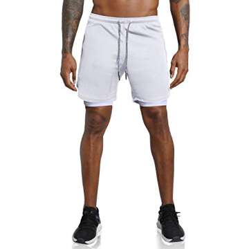 Leidowei Men's Solid Gym Workout Shorts Bodybuilding Running Fitted Training Jogging Short Pants wit...