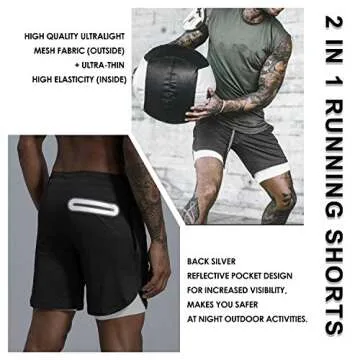 Leidowei Men's Solid Gym Workout Shorts Bodybuilding Running Fitted Training Jogging Short Pants with Zipper Pocket White M
