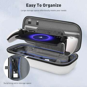 Foluck 3 in 1 Accessoris Set Compatible with Playstation Portal, EVA Carrying Case for PS5 Portal, Soft Silicone Protective Cover, 2 Pack Screen Protector, Ps Portal Accessories, White