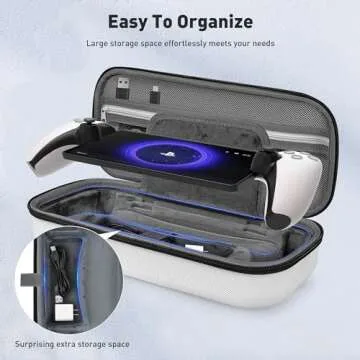 Foluck 3 in 1 Accessoris Set Compatible with Playstation Portal, EVA Carrying Case for PS5 Portal, Soft Silicone Protective Cover, 2 Pack Screen Protector, Ps Portal Accessories, White