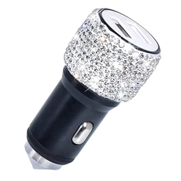 Chic Dual USB Car Charger with Rhinestones for Fast Charging