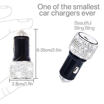 Chic Dual USB Car Charger with Rhinestones for Fast Charging
