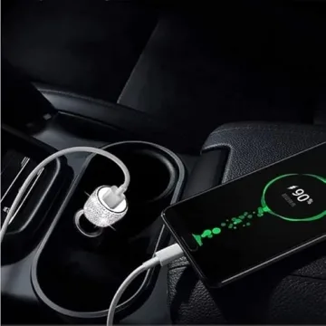 Chic Dual USB Car Charger with Rhinestones for Fast Charging